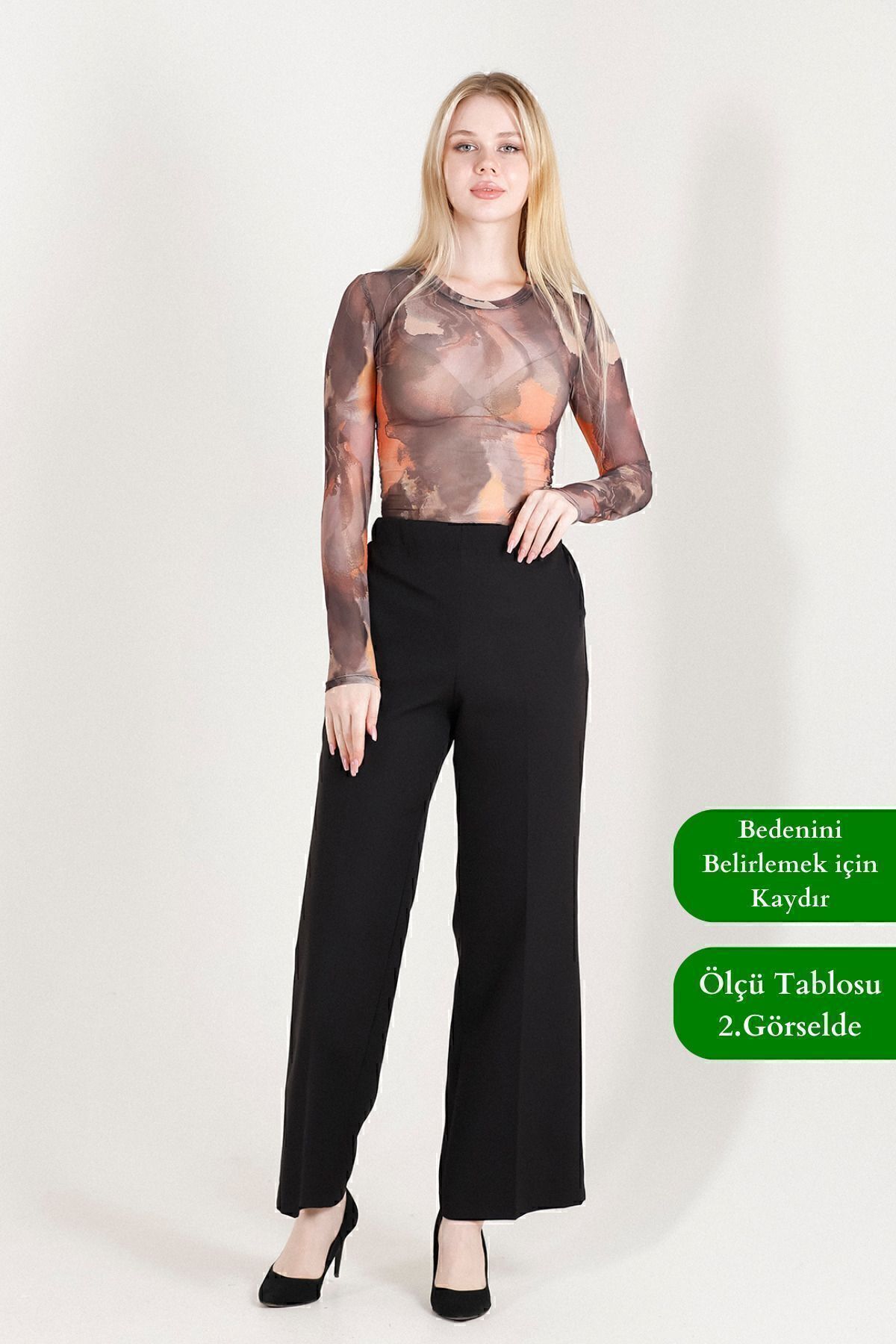 Balenbi Kadın Palazzo Yüksek Bel Likralı Dokuma Pantolon 1003 42 - Siyah