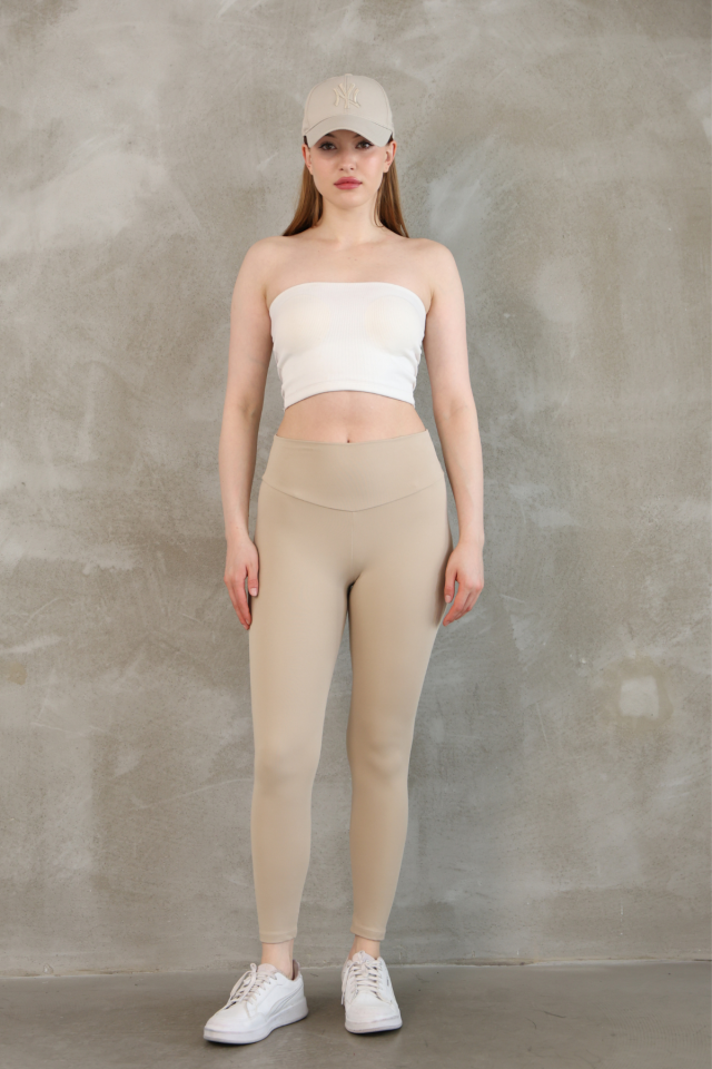 Feela Moda Premium Push Up Yüksel Bel Toparlayıcı Tayt 2005 Haki - S