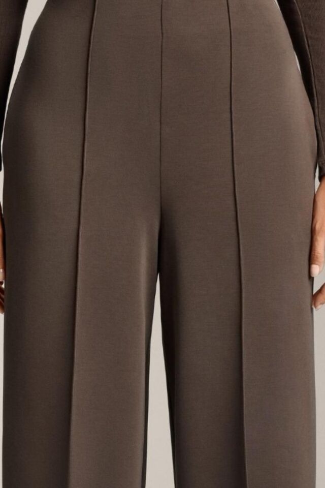 Kadın Modal Kumaş Çımalı Palazzo Pantolon 1113 40 - Kahverengi