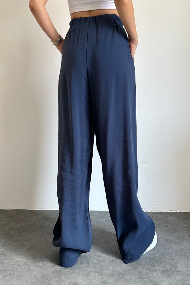 Feela Moda 2009 Beli Lastikli Paraşüt Kumaş Palazzo Kadın Pantolon 40 - Lacivert