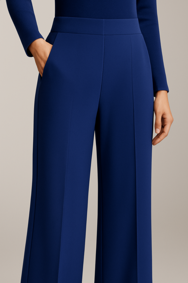 Kadın Modal Kumaş Çımalı Palazzo Pantolon 1113 Lacivert - 36