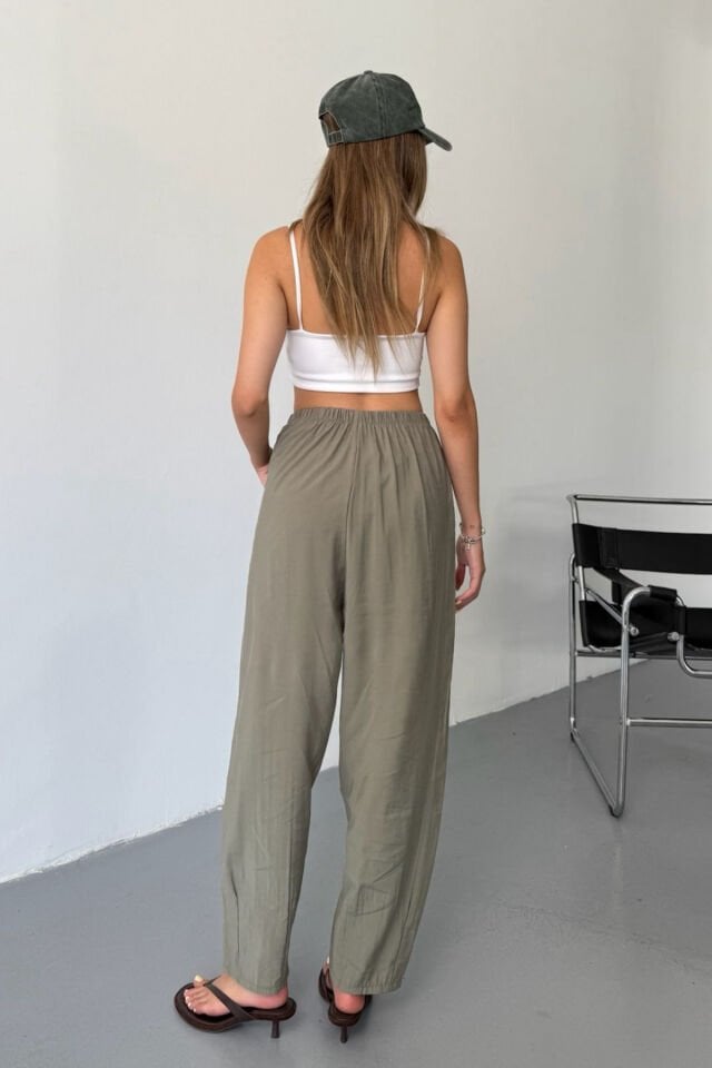 Feela Moda Kadın Modal Cupra Beli Lastikli Çımalı Şalvar Pantolon 2019 Bordo - 42