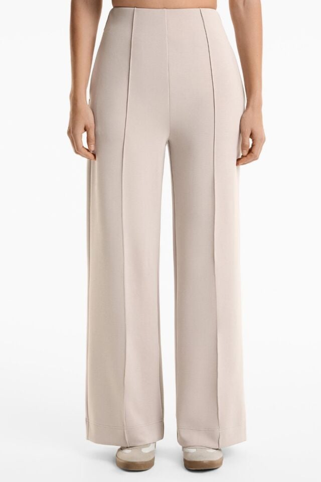 Kadın Modal Kumaş Çımalı Palazzo Pantolon 1113 Bej - 36