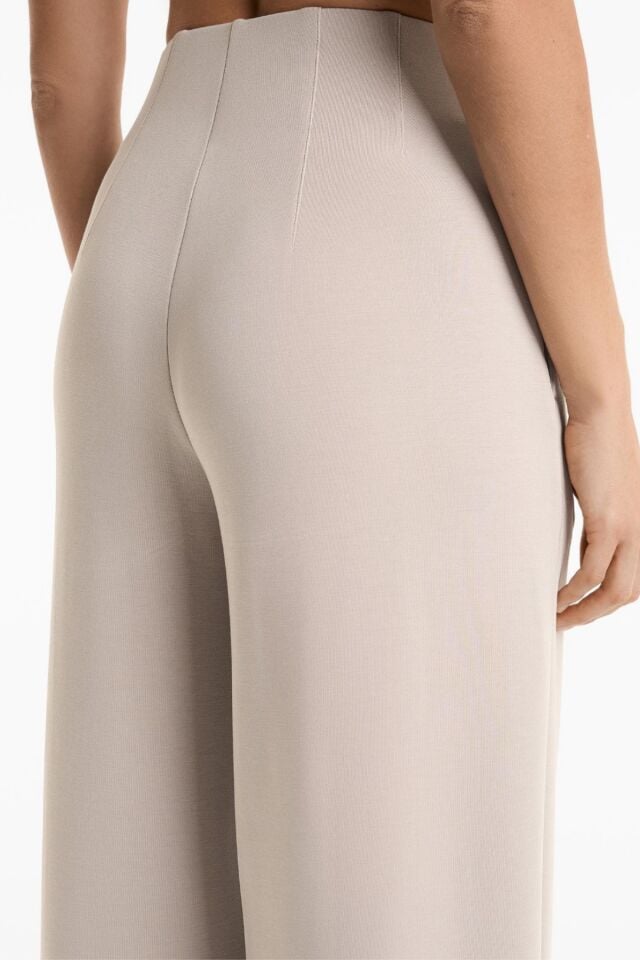 Kadın Modal Kumaş Çımalı Palazzo Pantolon 1113 36 - Bej