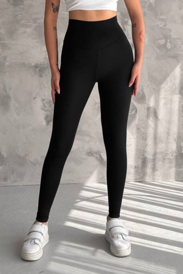 Balenbi Kadın Yüksek Bel Şardonlu Incelten Toparlayıcı Kışlık Tayt 1050 L - Siyah