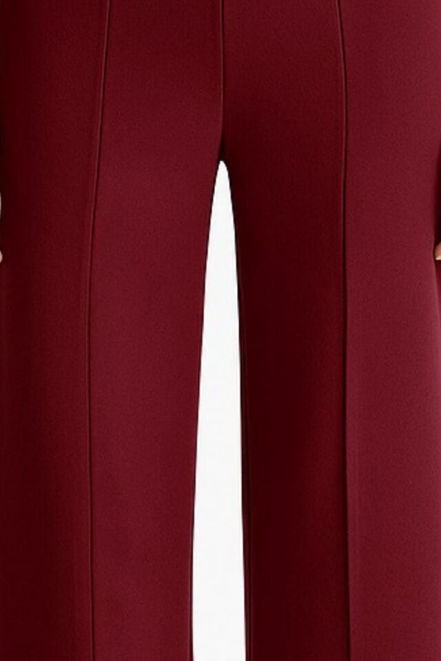 Kadın Modal Kumaş Çımalı Palazzo Pantolon 1113 36 - Bordo