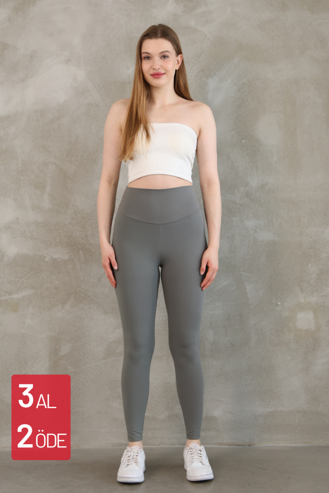 Feela Moda Premium Push Up Yüksel Bel Toparlayıcı Tayt 2005 S - Haki