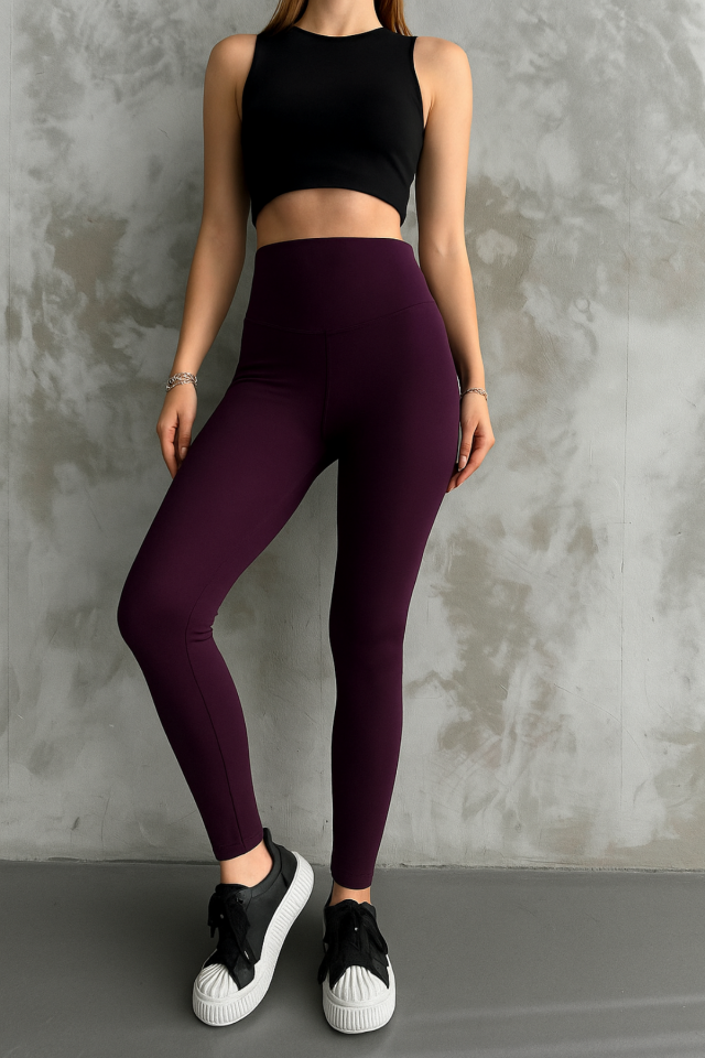 Balenbi Kadın Yüksek Bel Şardonlu Incelten Toparlayıcı Kışlık Tayt 1050 M - Mor