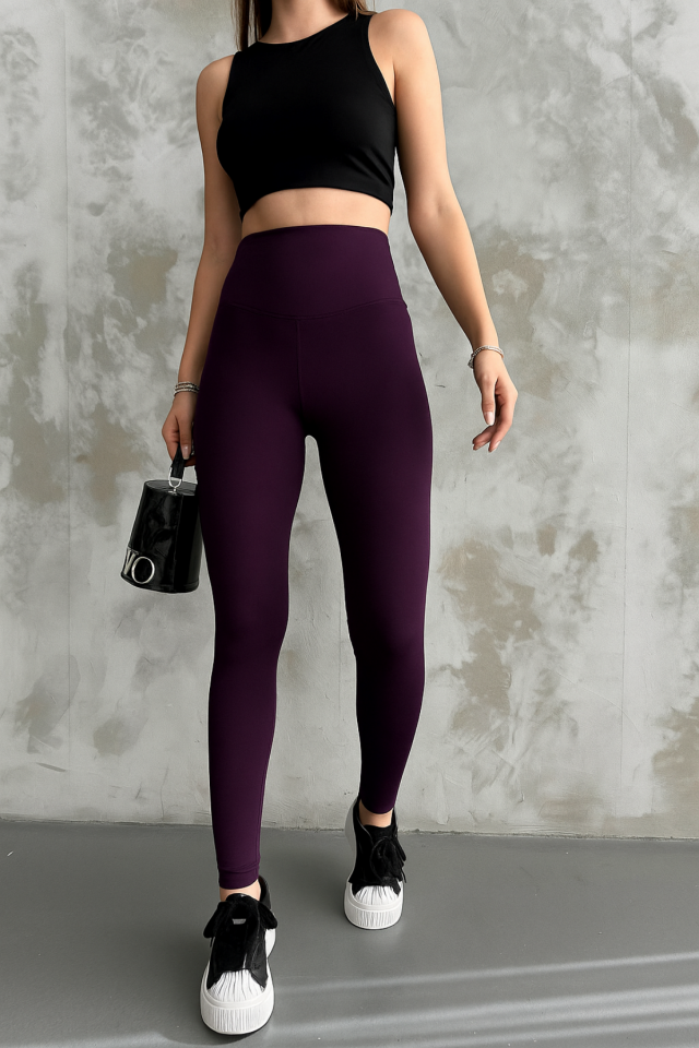 Balenbi Kadın Yüksek Bel Şardonlu Incelten Toparlayıcı Kışlık Tayt 1050 M - Mor