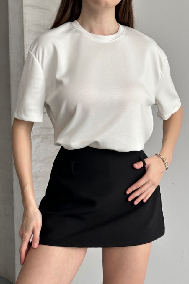 Balenbi Kadın Modal Bisiklet Yaka Basic Yarım Kollu T-Shirt 1211 Bordo - S