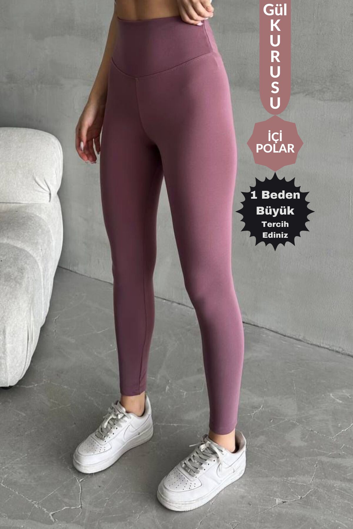 Balenbi Kadın Yüksek Bel Şardonlu Incelten Toparlayıcı Kışlık Tayt 1050 L - GÜL KURUSU