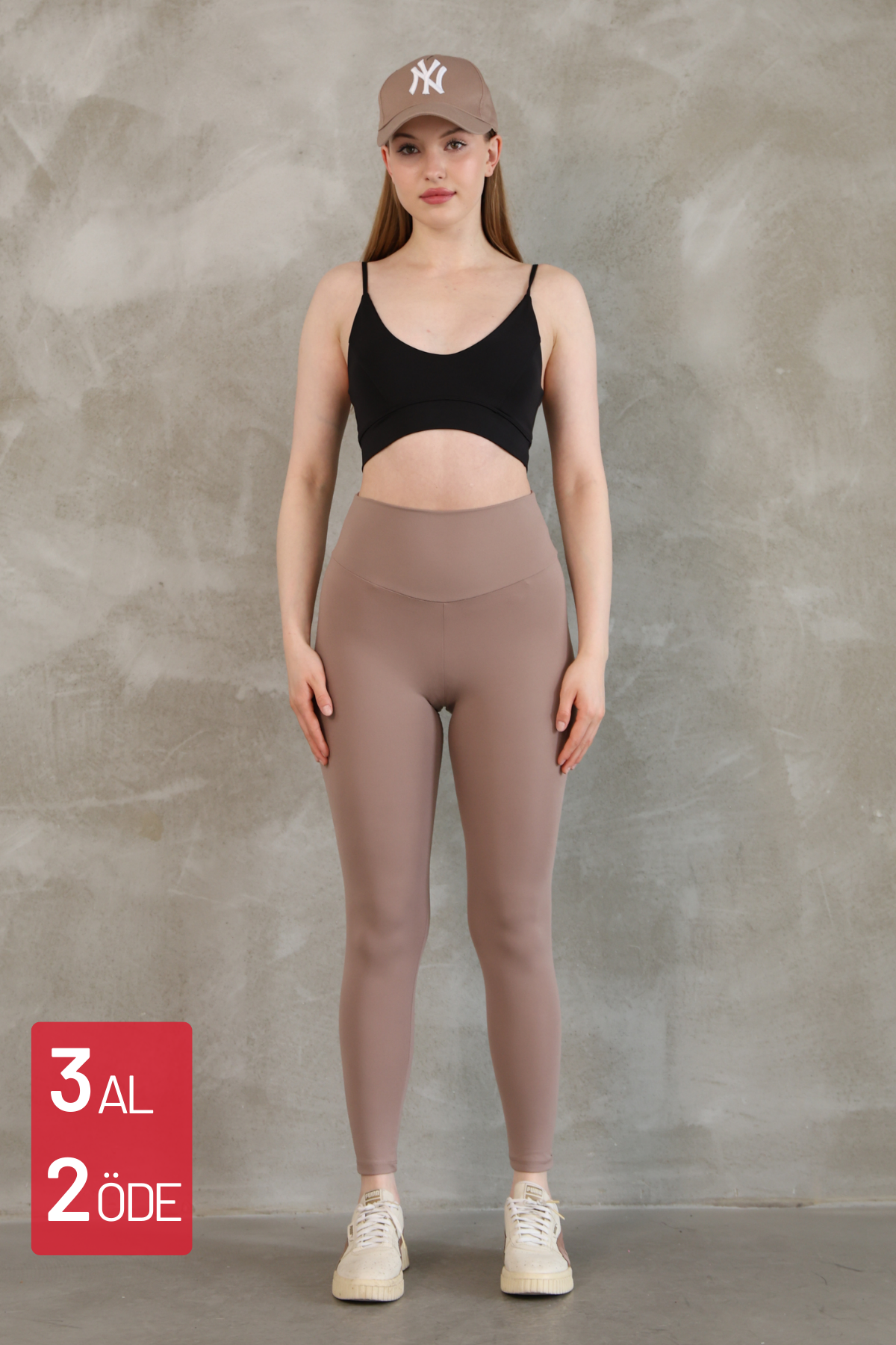 Feela Moda Premium Push Up Yüksel Bel Toparlayıcı Tayt 2005 XL - Vizon