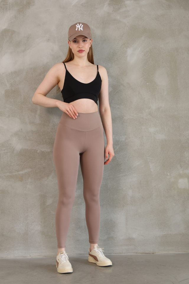 Feela Moda Premium Push Up Yüksel Bel Toparlayıcı Tayt 2005 XL - Vizon