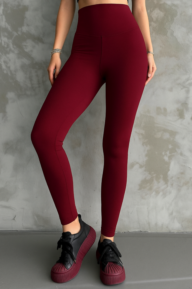 Balenbi Kadın Yüksek Bel Şardonlu Incelten Toparlayıcı Kışlık Tayt 1050 2XL - Bordo