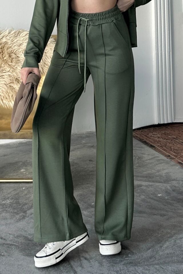 Balenbi Kadın Modal Kumaş Fermuarlı Dik Yaka Takım 1118 2XL - Haki