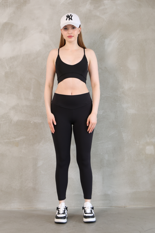 Feela Moda Premium Push Up Yüksel Bel Toparlayıcı Tayt 2005 S - Siyah