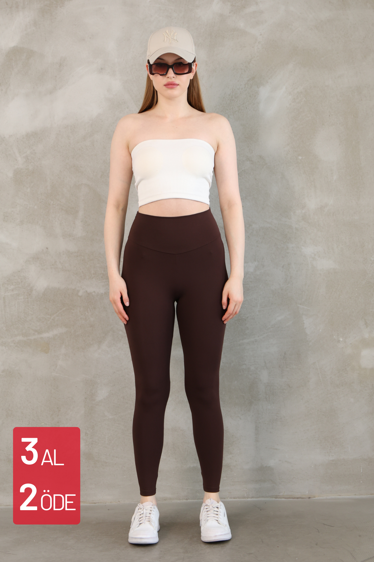 Feela Moda Premium Push Up Yüksel Bel Toparlayıcı Tayt 2005 S - Kahverengi