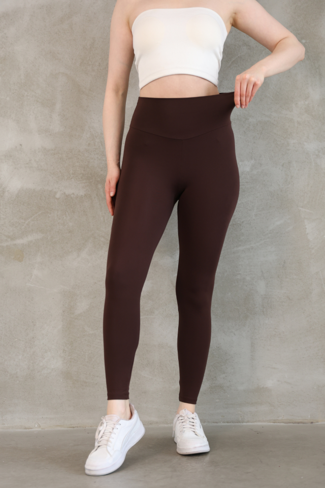 Feela Moda Premium Push Up Yüksel Bel Toparlayıcı Tayt 2005 S - Kahverengi