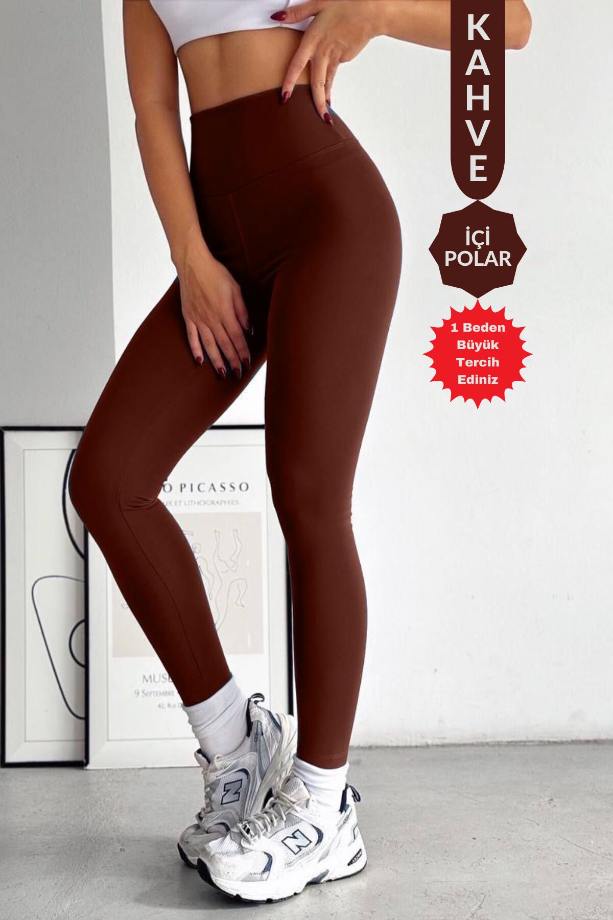 Balenbi Kadın Yüksek Bel Şardonlu Incelten Toparlayıcı Kışlık Tayt 1050 S - Kahverengi