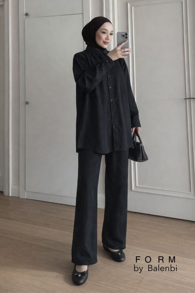 Balenbi Robası Nakış Detaylı Tesettür Kadın Tnsel Oversize Takım 1170 – Form Serisi