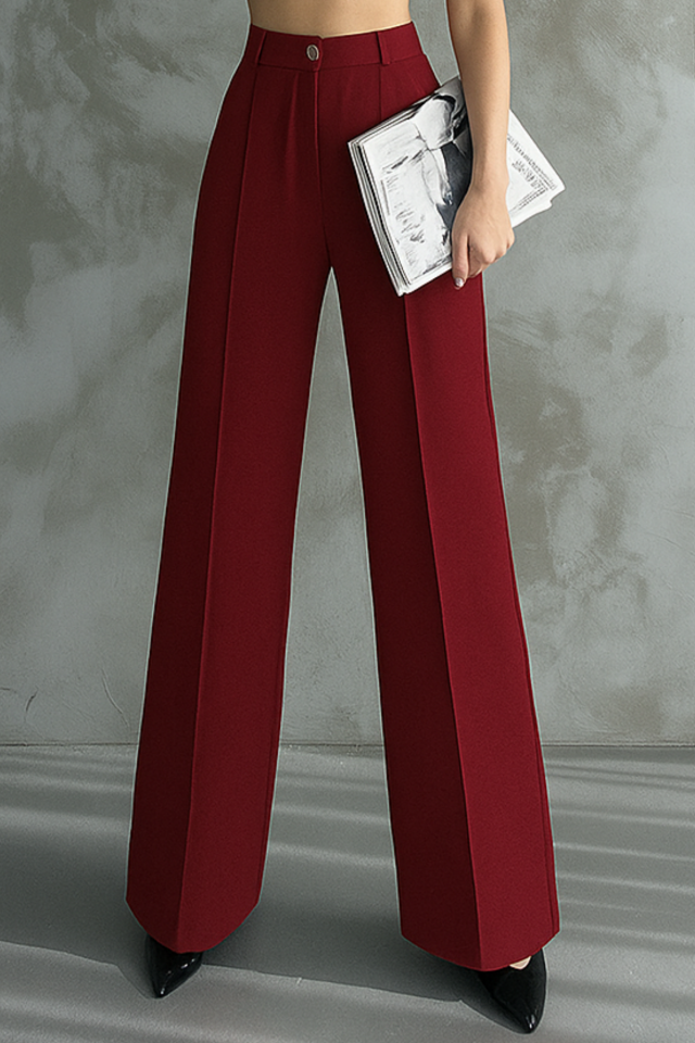 Balenbi Kadın Pileli Yüksek Bel Likralı Palazzo Pantolon 1080 34 - Bordo