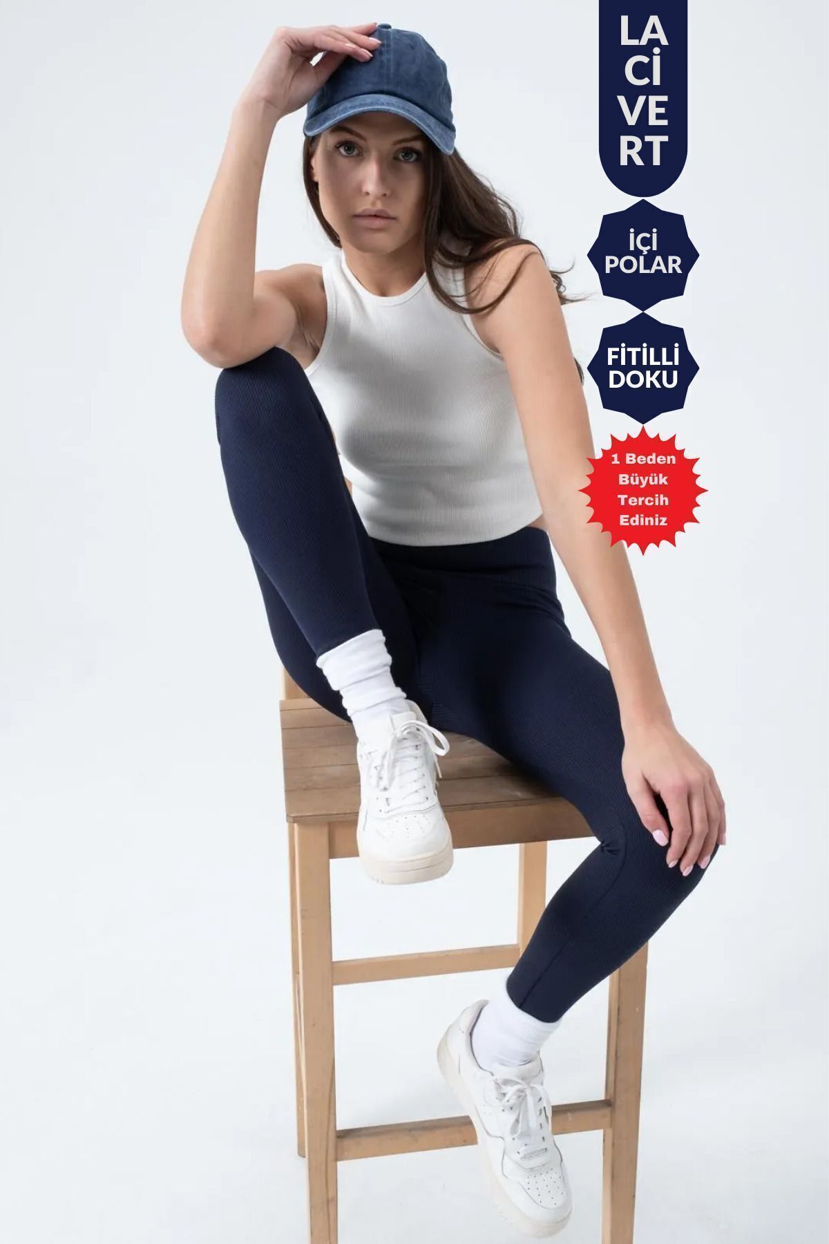 Balenbi Kadın Yüksek Bel Şardonlu Incelten Toparlayıcı Fitilli Tayt 1055 S - Lacivert