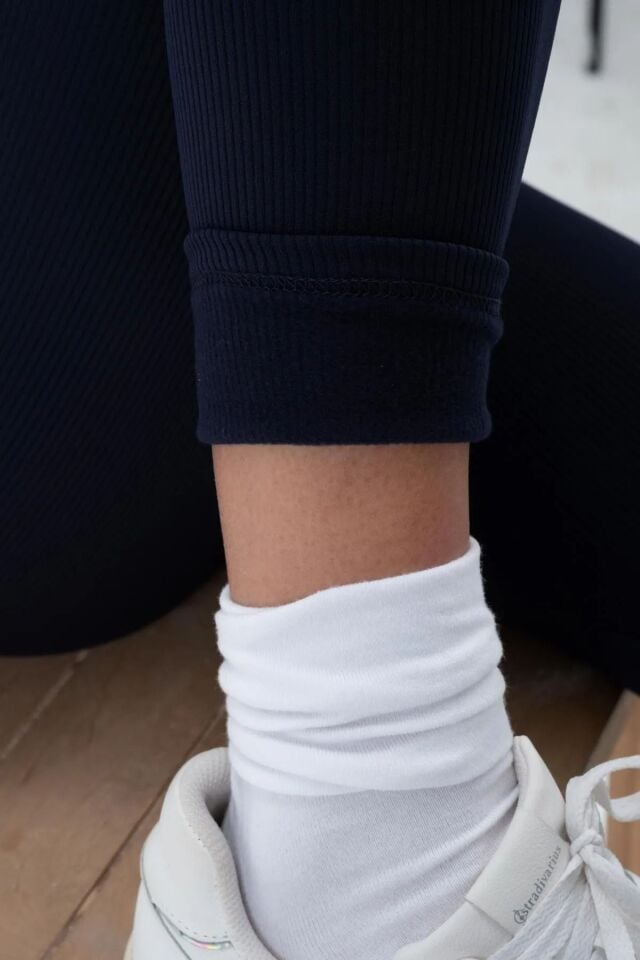 Balenbi Kadın Yüksek Bel Şardonlu Incelten Toparlayıcı Fitilli Tayt 1055 S - Lacivert