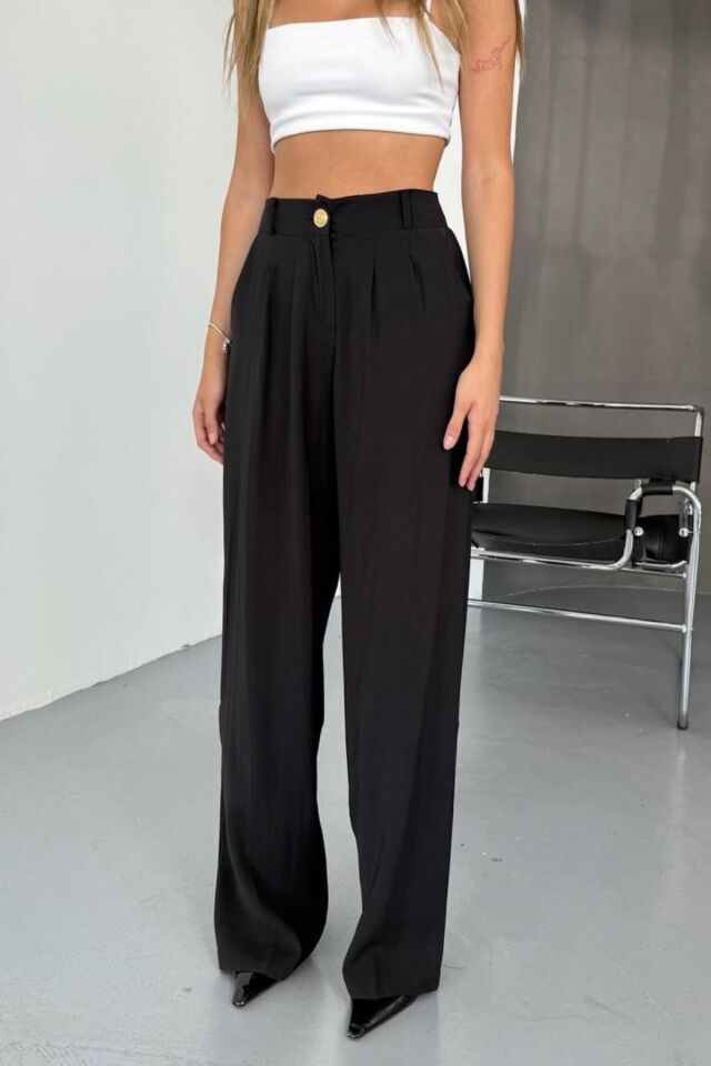 Feela Moda Kadın Modal Cupra Dokuma Pileli Palazzo Pantolon 2022