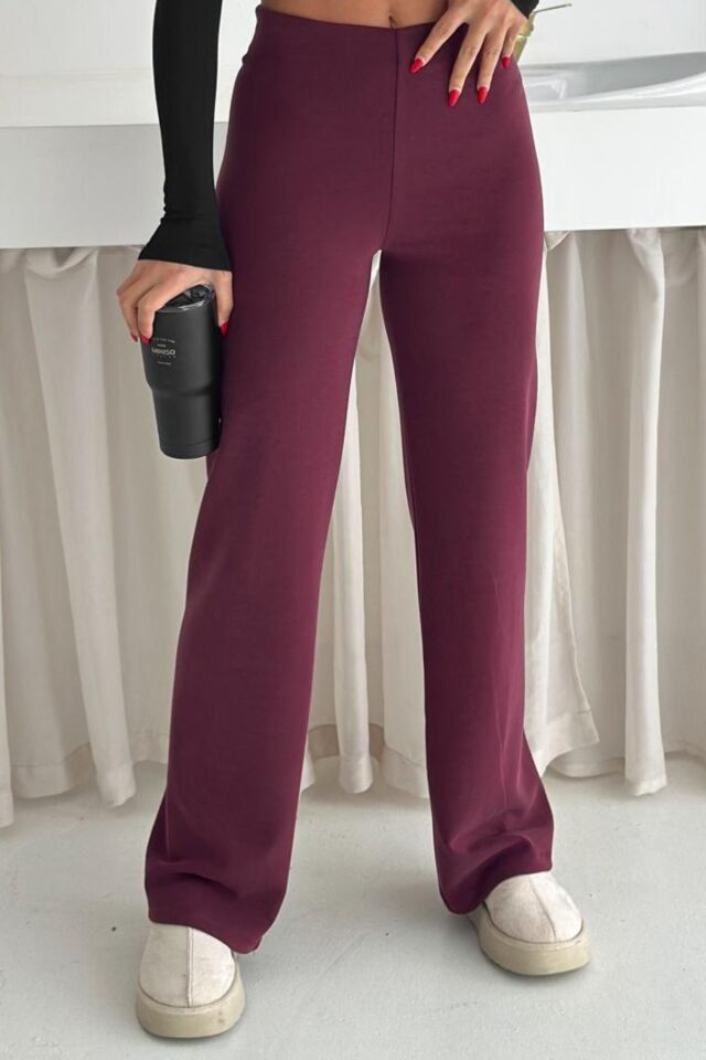 Balenbi Premium Modal Kumaş Boru Paça Kadın Yürüyüş Pantolonu 1116 Bordo - 40