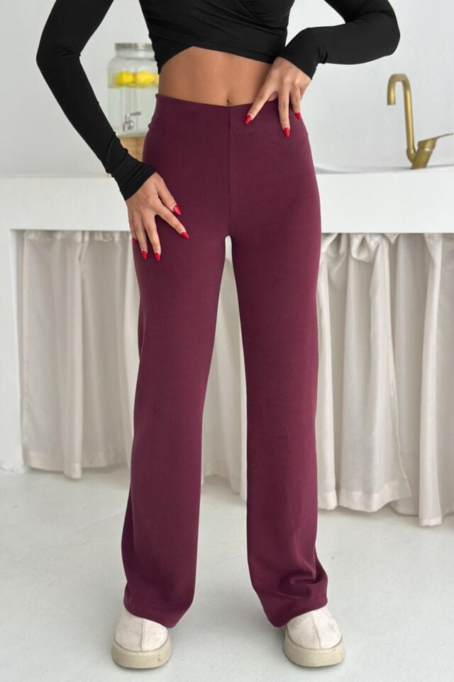 Balenbi Premium Modal Kumaş Boru Paça Kadın Yürüyüş Pantolonu 1116 40 - Bordo