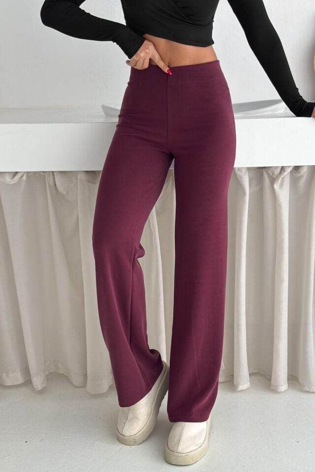 Balenbi Premium Modal Kumaş Boru Paça Kadın Yürüyüş Pantolonu 1116 40 - Bordo