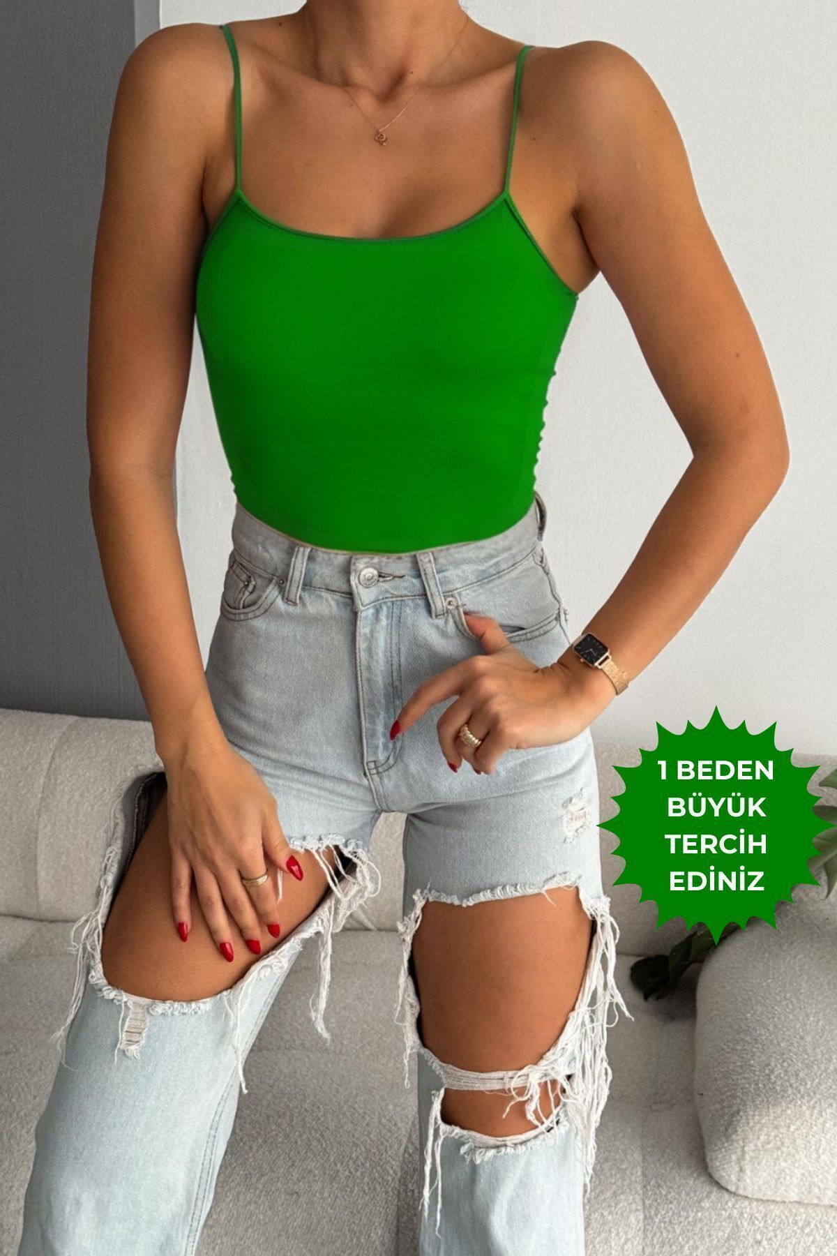 Balenbi Kadın Basic Ip Askılı Uzun Penye Body 1067 S - Benetton