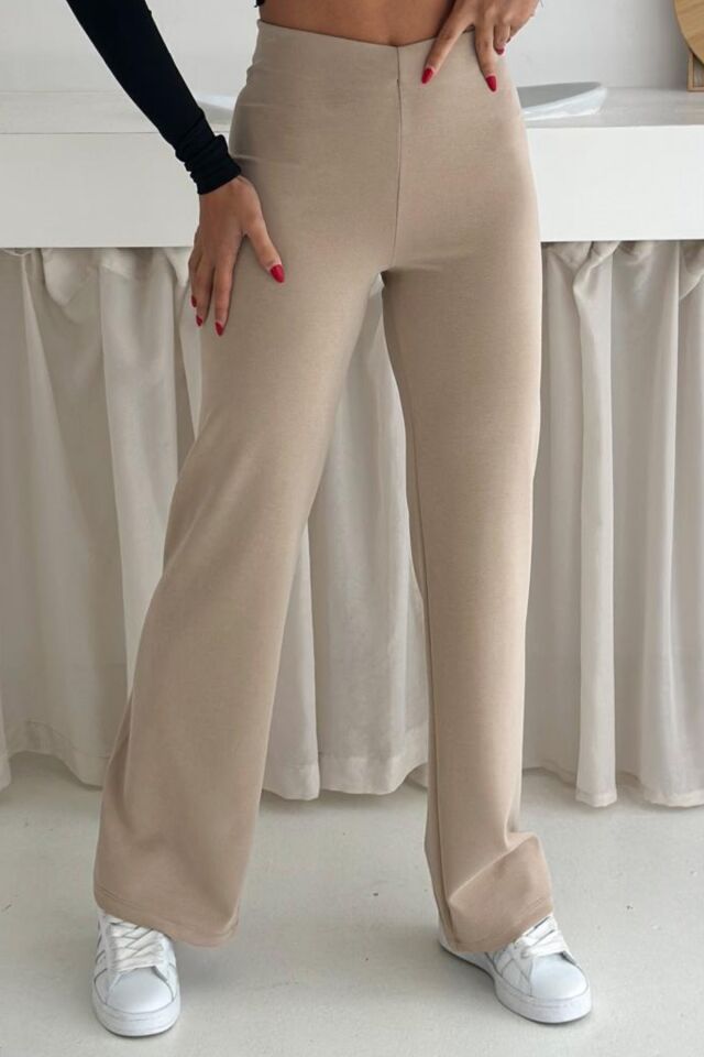 Balenbi Premium Modal Kumaş Boru Paça Kadın Yürüyüş Pantolonu 1116 Bej - 42