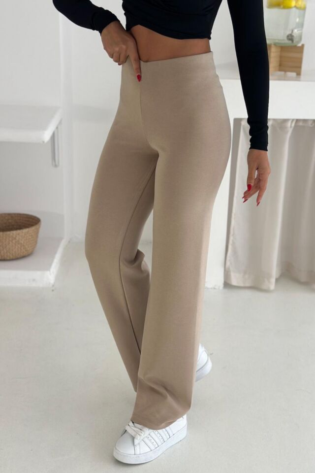 Balenbi Premium Modal Kumaş Boru Paça Kadın Yürüyüş Pantolonu 1116 42 - Bej