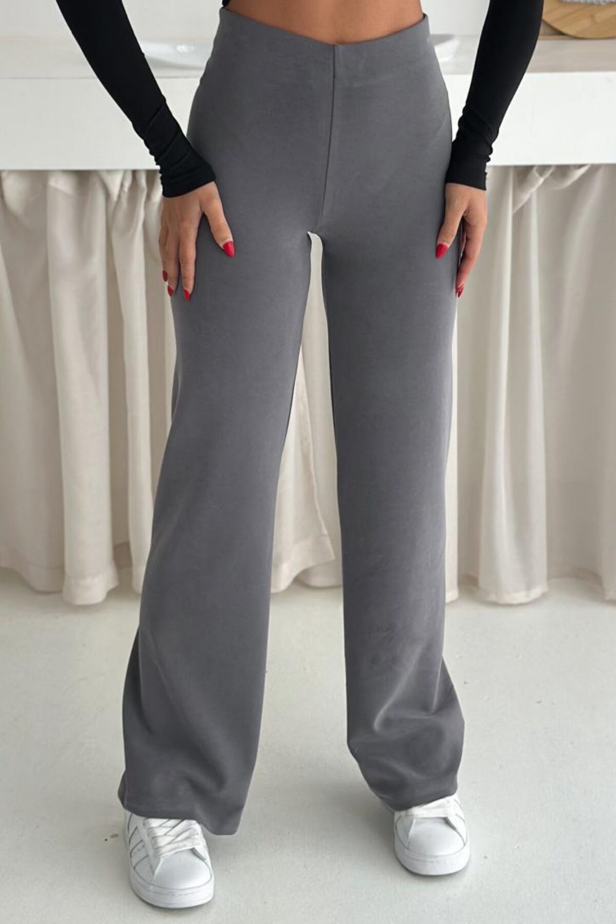 Balenbi Premium Modal Kumaş Boru Paça Kadın Yürüyüş Pantolonu 1116 42 - Gri