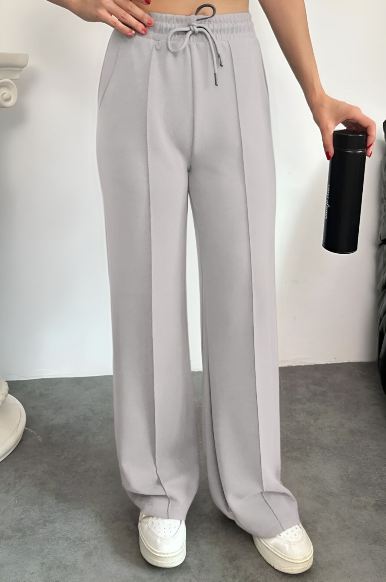 Balenbi Premium Modal Kumaş Çımalı Palazzo Kadın Pantolon 1115 36 - Buz Gri