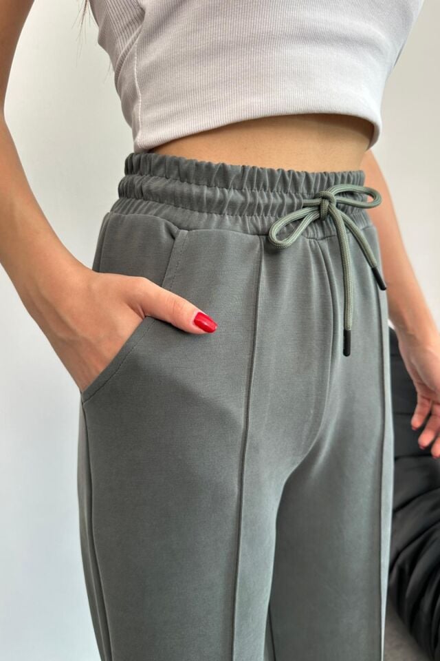 Balenbi Premium Modal Kumaş Çımalı Palazzo Kadın Pantolon 1115 36 - Haki