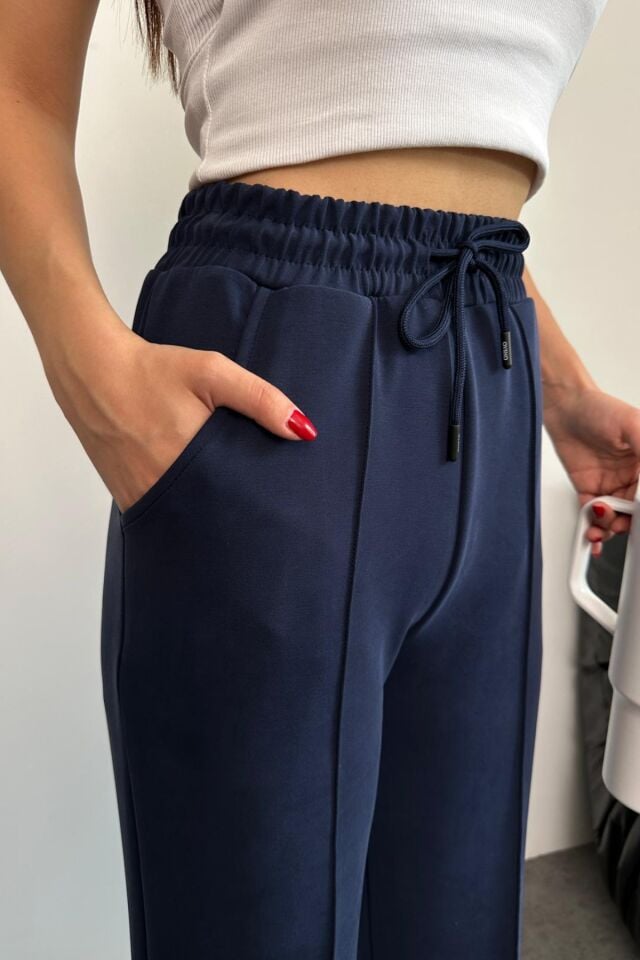 Balenbi Premium Modal Kumaş Çımalı Palazzo Kadın Pantolon 1115 36 - Lacivert