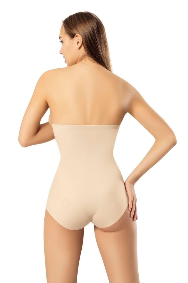 Balenbi Kadın Lazer Kesim Yüksek Bel 1 Beden Incelten Premium silikonlu Slip Korse 1040 2XL - Ten