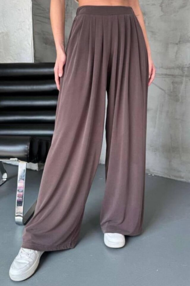Feela Moda Kadın Premium Modal Pileli Bol Paça Salaş Pantolon 2012 38 - Vizon