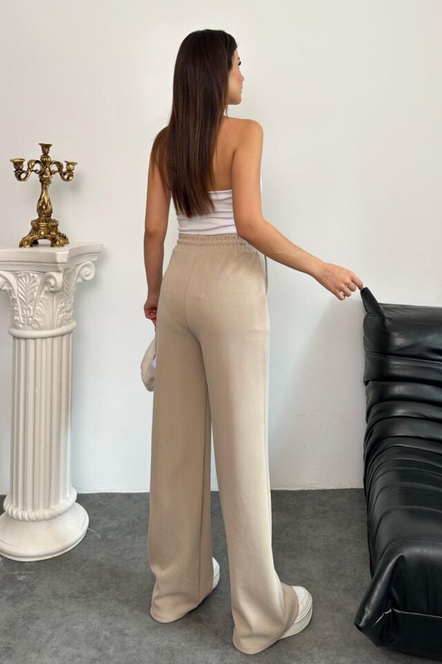 Balenbi Premium Modal Kumaş Çımalı Palazzo Kadın Pantolon 1115 42 - Bej