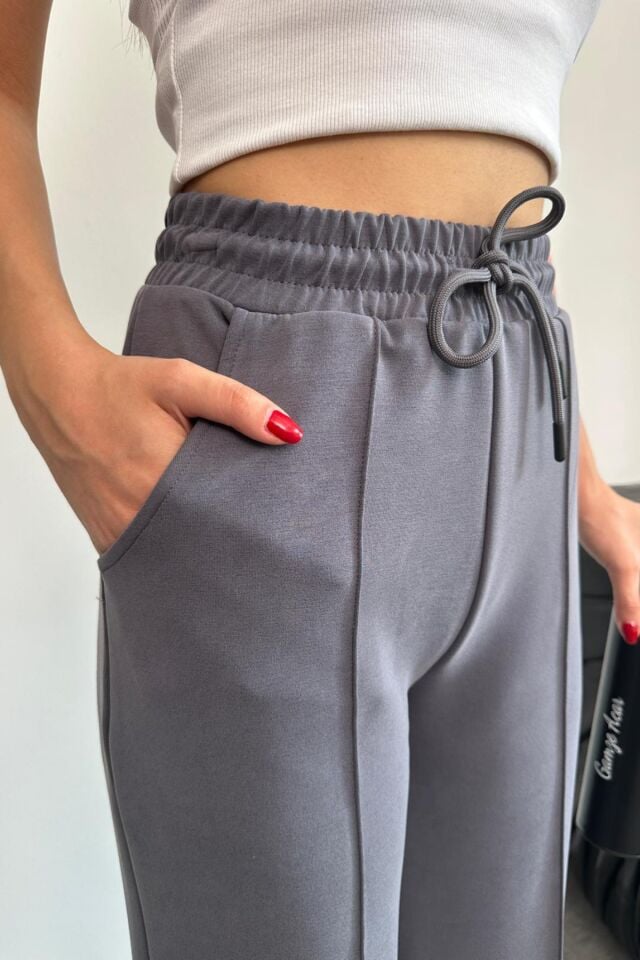 Balenbi Premium Modal Kumaş Çımalı Palazzo Kadın Pantolon 1115 42 - Gri