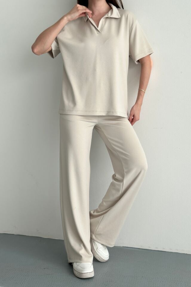 Balenbi Kadın Modal Kumaş Yarım Kollu Polo Yaka Eşofman Takımı 1210 Pembe - XL