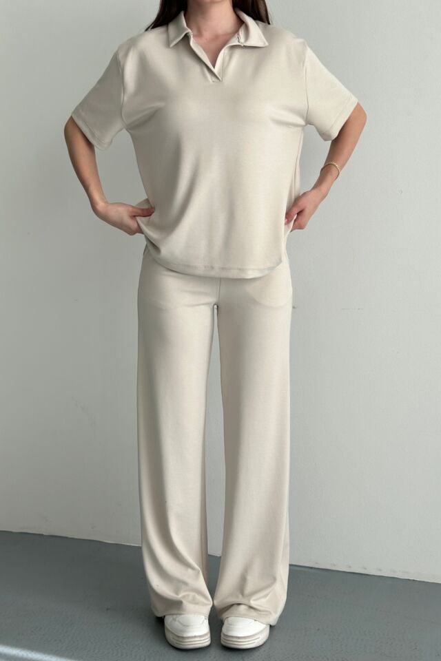 Balenbi Kadın Modal Kumaş Yarım Kollu Polo Yaka Eşofman Takımı 1210 Pembe - XL