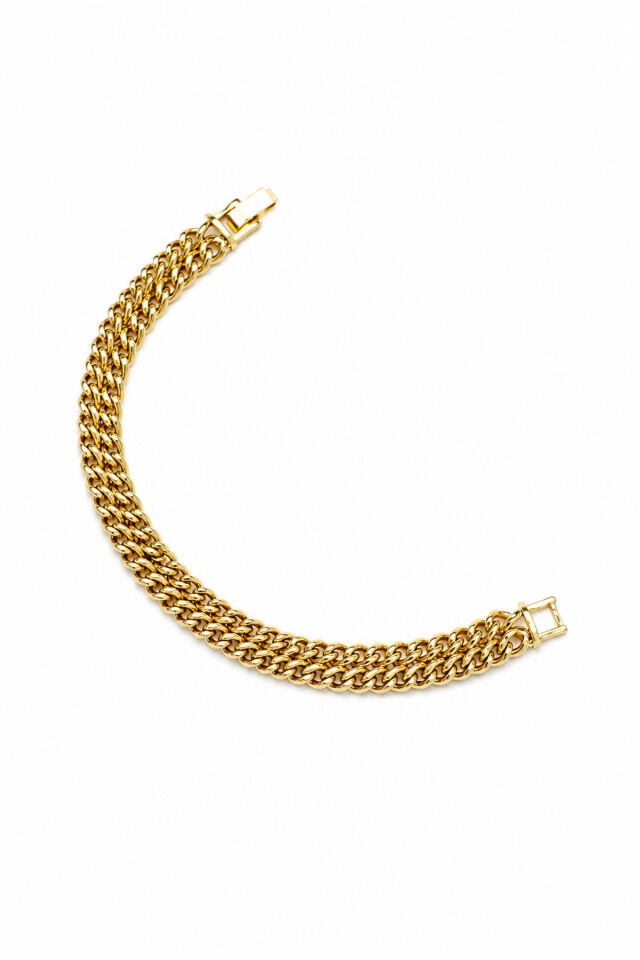Balenbi Jewelry 14K Gold Renk Kalın Zincir Model Premium Kararmaz Çelik Kadın Bileklik 1185 Altın