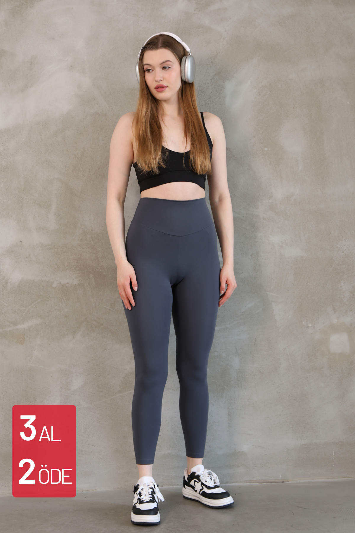 Feela Moda Premium Push Up Yüksel Bel Toparlayıcı Tayt 2005 XL - Antrasit