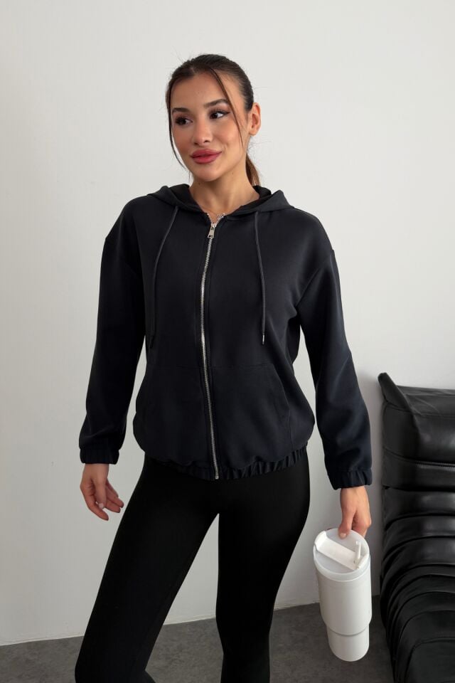 Balenbi Premium Modal Kumaş Kapüşonlu Kadın Hırka 1149