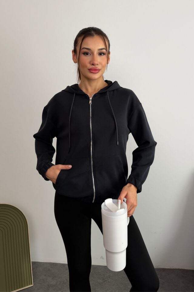 Balenbi Premium Modal Kumaş Kapüşonlu Kadın Hırka 1149