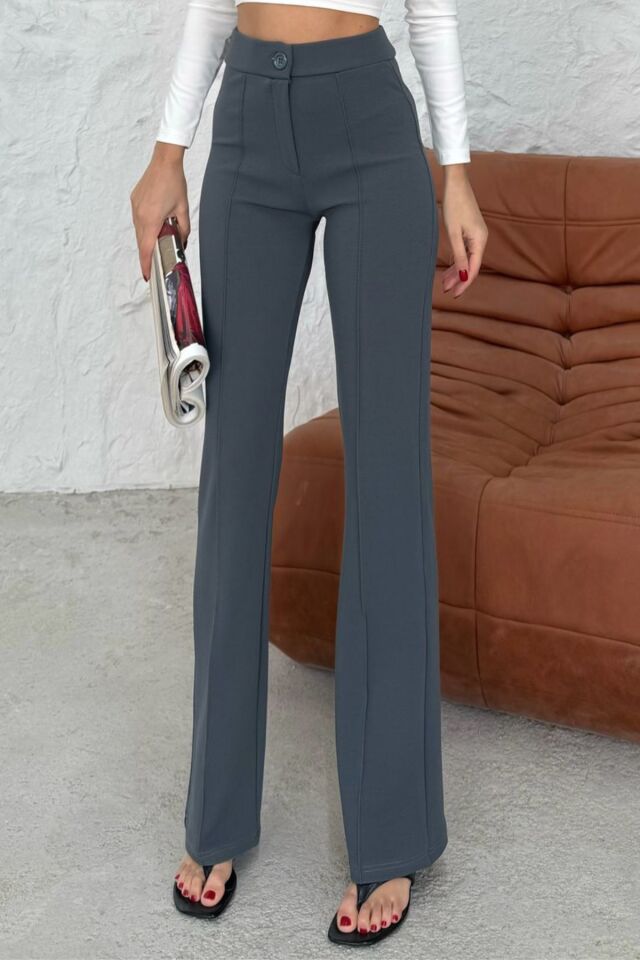 Balenbi 1079 Kadın Bej Yüksek Bel Toparlayıcı Ispanyol Paça Palazzo Pantolon 38 - Füme