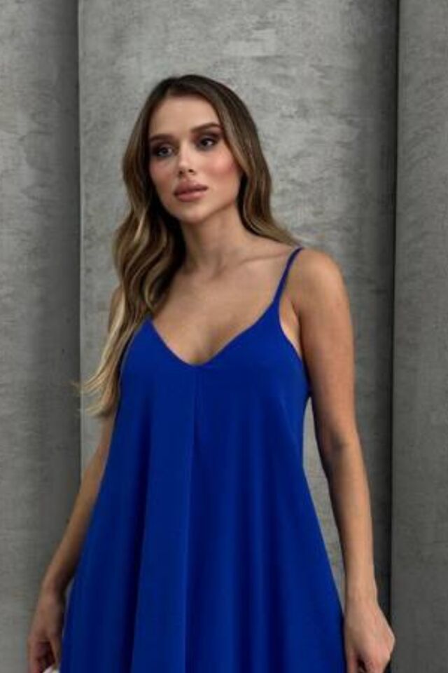 Balenbi Kadın Aerobin Kumaş Ayarlanabilir Askılı Uzun Elbise 1099 XL - Saks